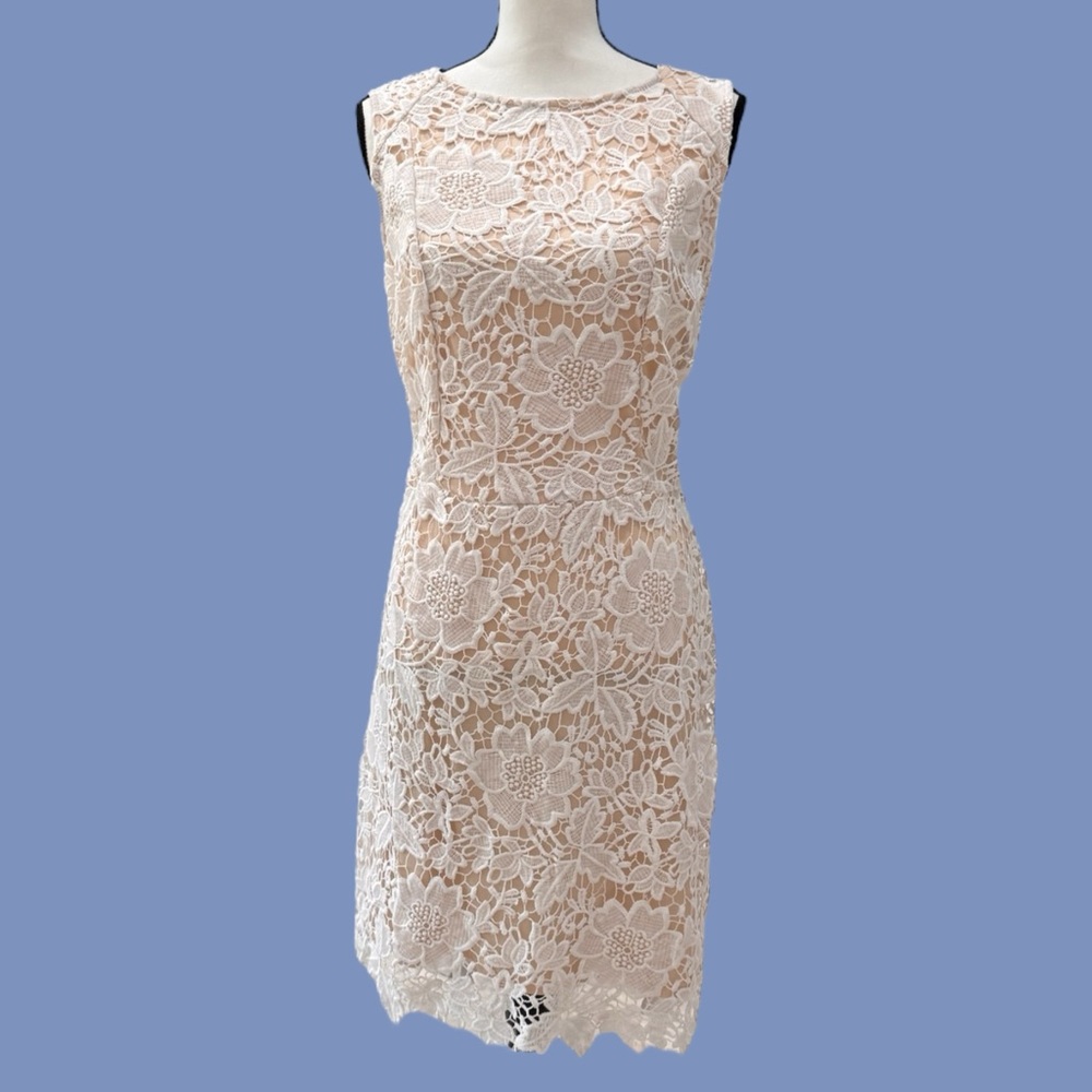 Loft Lace Overlay Sheath Dress 10
